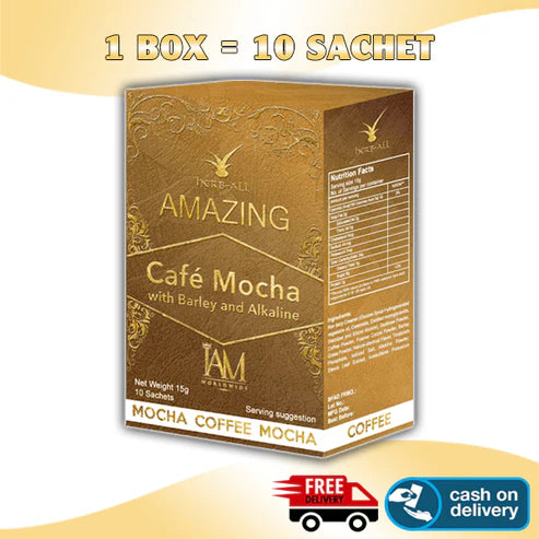 Amazing Coffee Mocha with Barley and Alkaline | 1 Box | 10 Sachets | Free Shipping