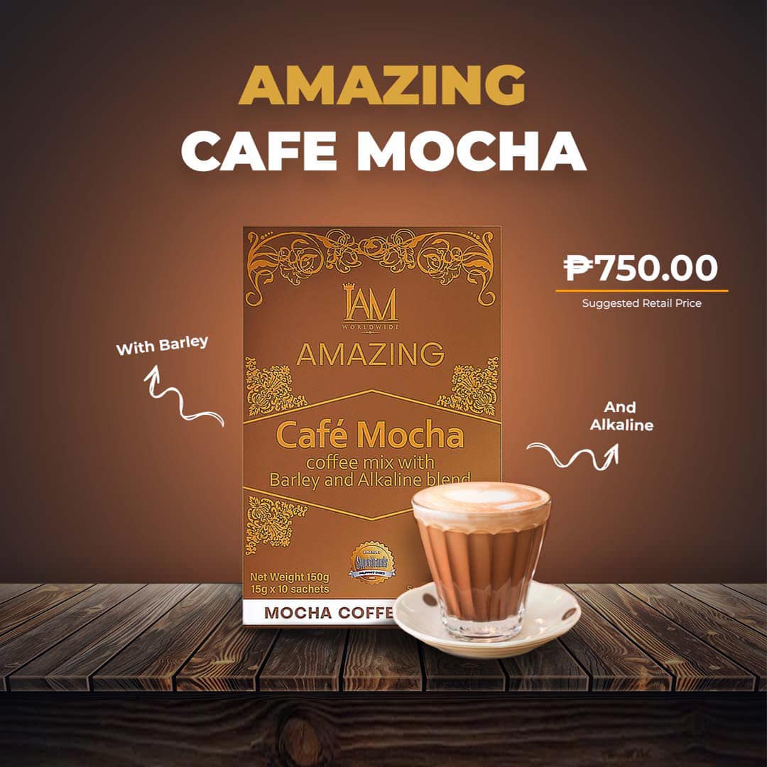 Amazing Coffee Mocha with Barley and Alkaline | 1 Box | 10 Sachets | Free Shipping