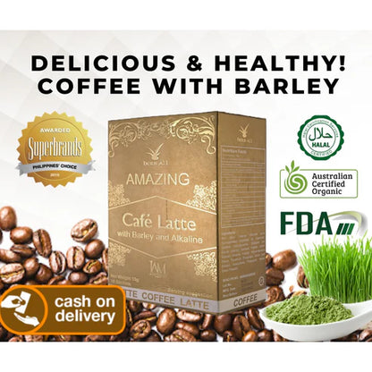 Amazing Coffee Latte with Barley and Alkaline | 1 Box | 10 Sachets | Free Shipping